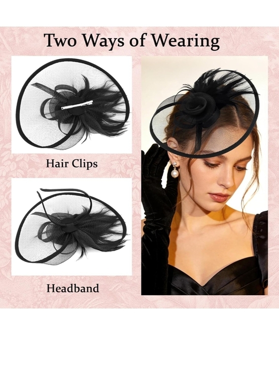 Black Feathered Fascinator Hat - Elegant Women Accessories main image 5